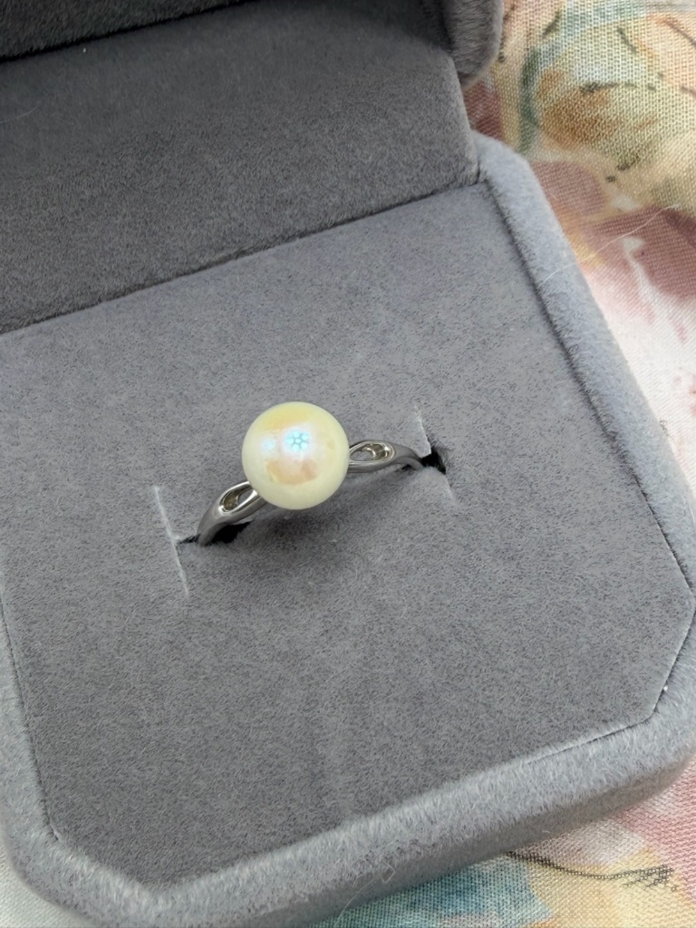 Cultured  Pearl Solitaire Ring with Sterling Silver Band #6STR